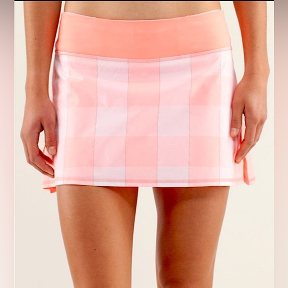 Lululemon Run: Pace Setter Skirt Pink Check size 6 - Picture 5 of 14